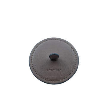 本革キャンドルカバー (ダークブラウン) / Split Leather Candle Lid (Dark Brown)